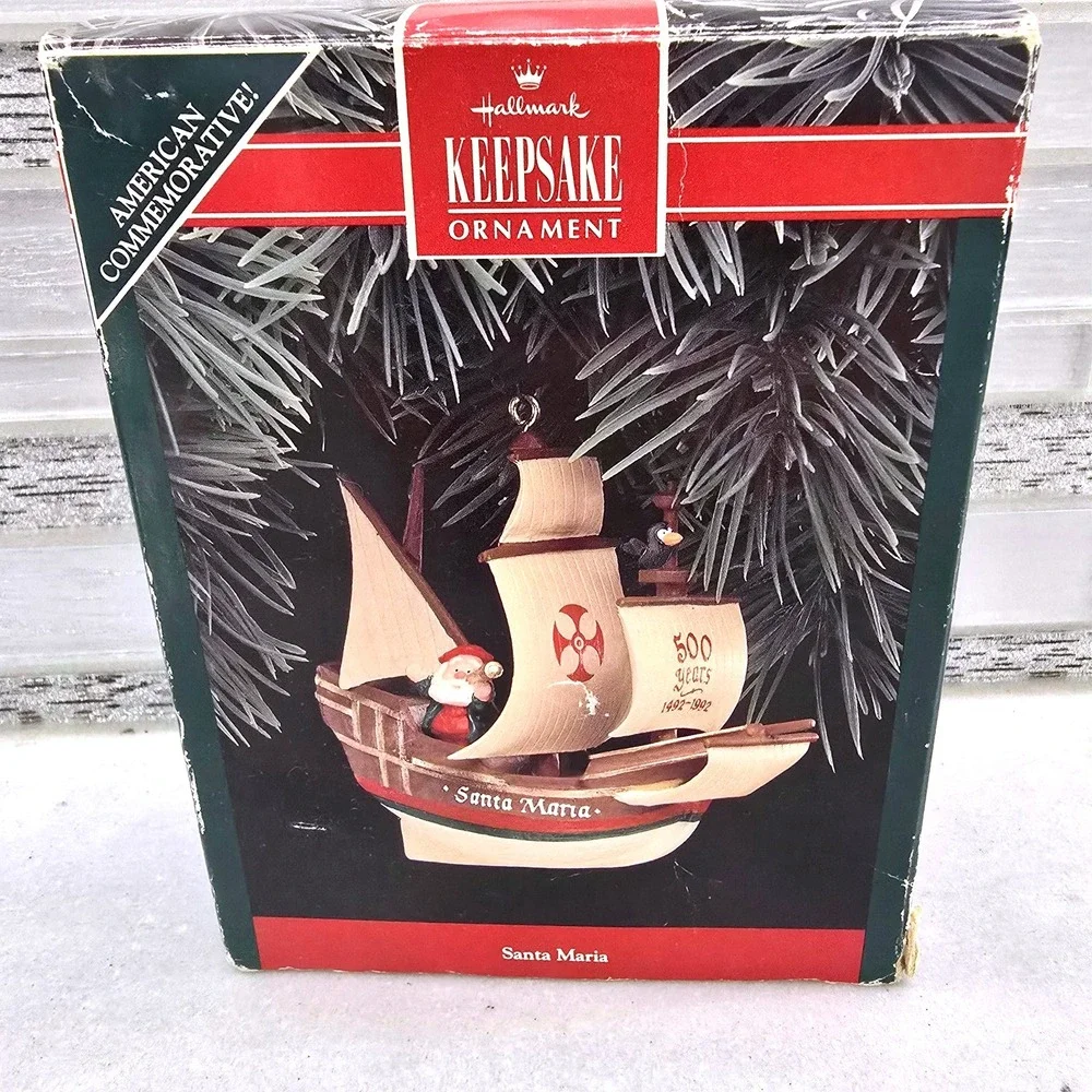 Vintage 1992 Hallmark Keepsake Santa Maria Ornament 500‎ Years Columbus Ship